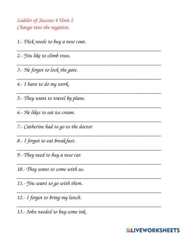 Want to, like to, need to, forget to