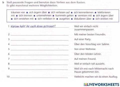 Ausblick L2 AB16a Verben mit Präpositionen