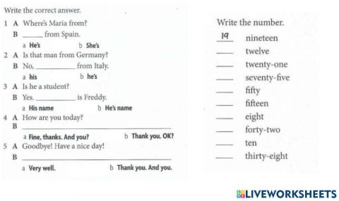 Am, is, are+numerals