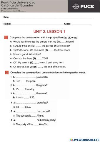 Unit 2 lesson 1