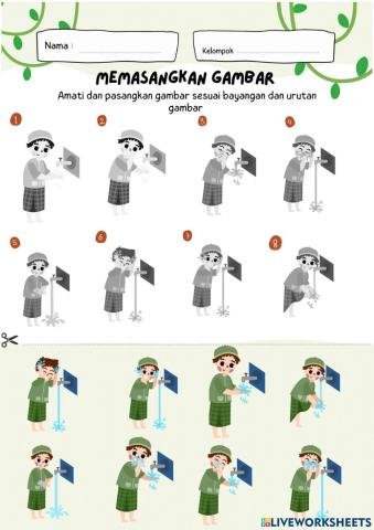 Memasangkan gerakan wudhu