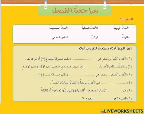 مراجعة الفصل الاول الجزء الاول