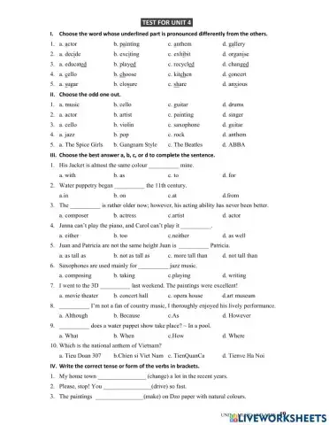 G7 U4 MLH Test for unit 4
