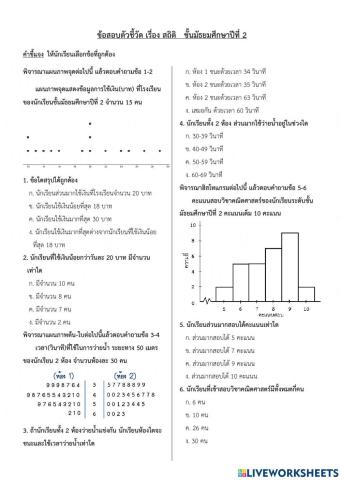 ข้อสอบ สถิติ ม 2 (20คะแนน)