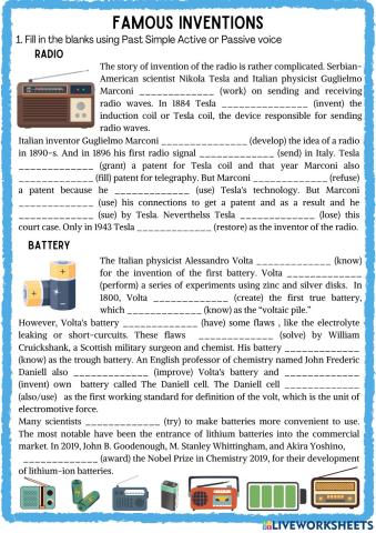 Famous Inventions Past Simple Active Passive