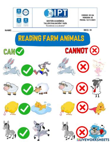 Reading farm animals