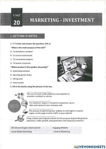 Unit 20: marketing - investment