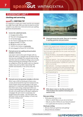 Extra writing ex. unit 7