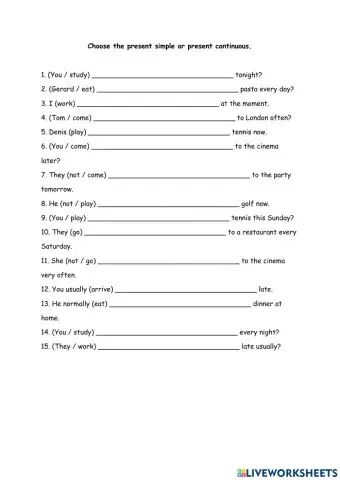 Present simple and present continuous