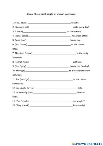 Present simple and present continuous