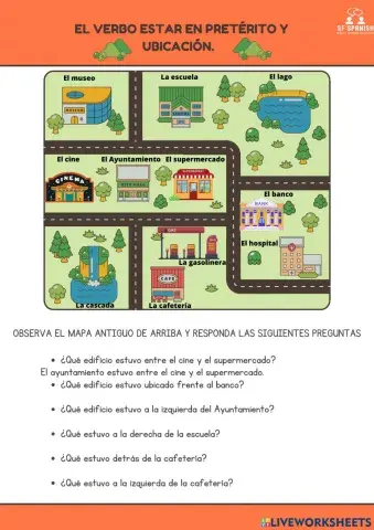 Verbo estar con ubicaciones en pretérito indefinido.