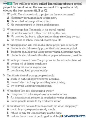 Listening FCE environment