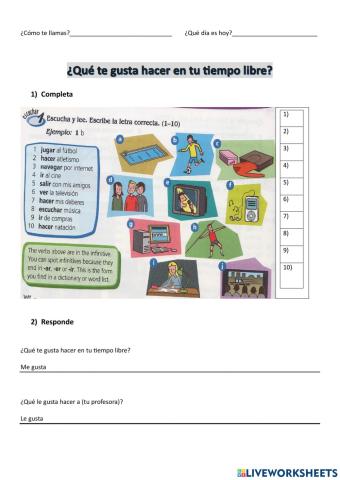 ¿Qué te gusta hacer en tu tiempo libre?- listos 1