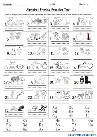A-Z Phonics Worksheet