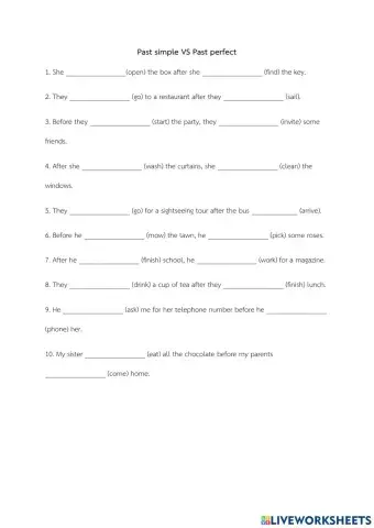 Past simple VS Past perfect