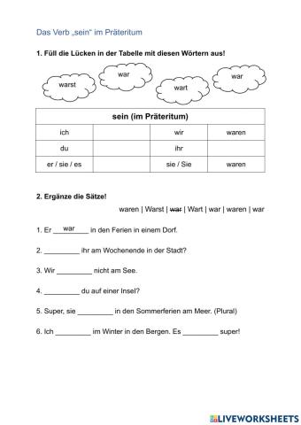 Das Verb -sein- im Präteritum