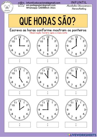 Que horas são