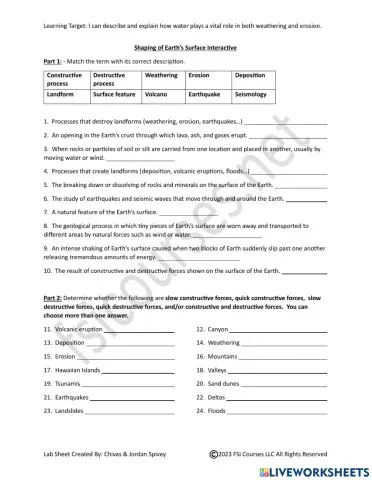 Shaping of Earth's Surface Interactive