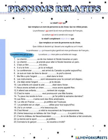 Pronoms relatifs qui- que