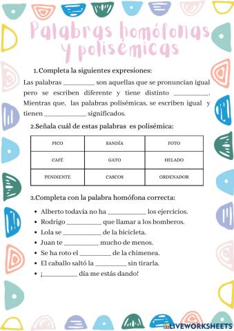 Palabras homófonas y polisémicas