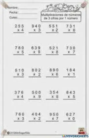 Aprendiendo a multiplicar por 1 2 3 cifras