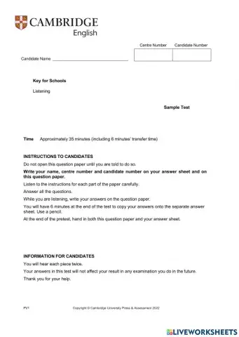 Listening english test