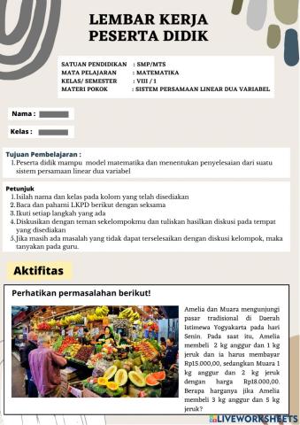 Sistem Persamaan Linear Dua Variabel (SPLDV)