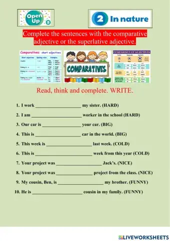 UP5U2 GRAMMAR short comparative adjectives and superlatives.