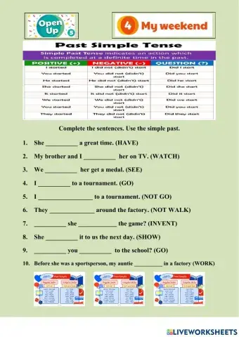 UP5U4 GRAMMAR simple past.