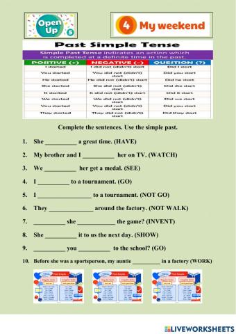 UP5U4 GRAMMAR simple past.