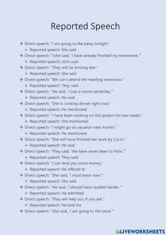 Reported Speech - Sentence Transformation