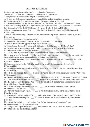 Additionals to remarkss