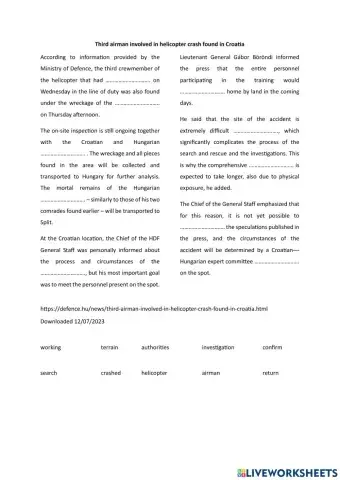 Helicopter crash in Croatia