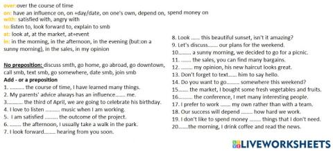 Over, in, at,with,to prepositions