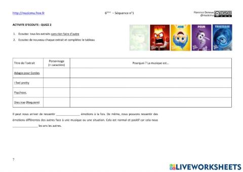6s1 Quizz Apprendre à écouter 2023 2024