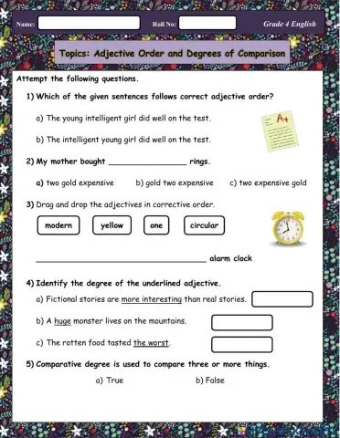 Adjectives Order and Degrees