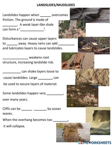 Mudslides and landslides