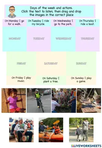 Days of the week and actions