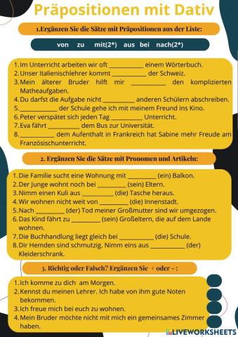 Präpositionen mit Dativ