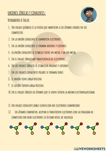 Uniones iónicas y covalentes