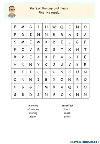 Parts of the day and meals