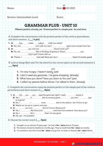 Grammar plus - unit 10
