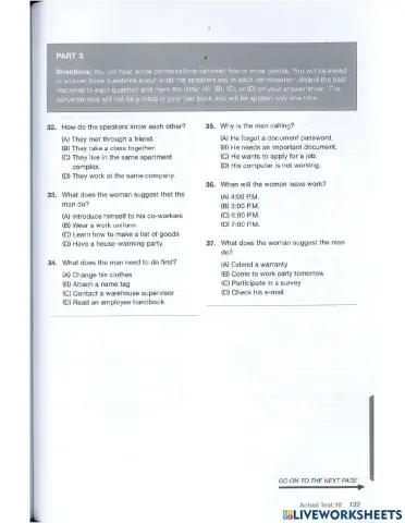 Toeic mini test- part 3