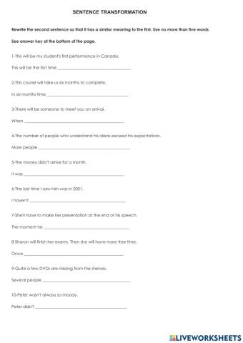 Sentence transformation