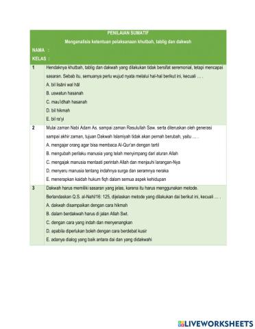 Menganalisis ketentuan pelaksanaan khutbah, tablig dan dakwah