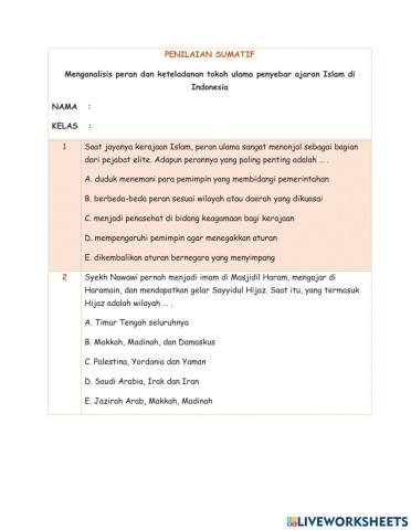 Menganalisis peran dan keteladanan tokoh ulama penyebar ajaran Islam di Indonesia