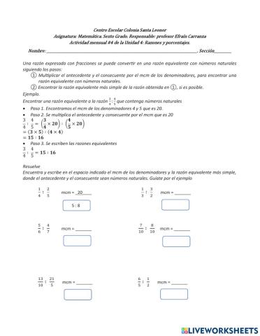 Razones con fracciones