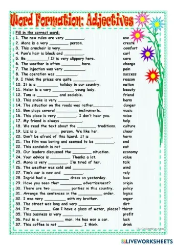 Adjectives word formation