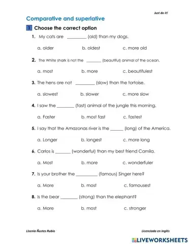 Comparative and superlative