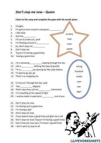 Song - Don't stop me now